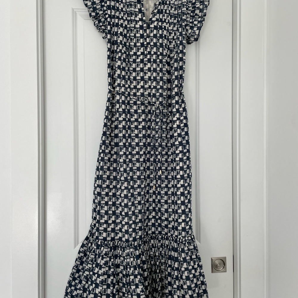 Cleobella Navy and White Checkered Maxi Dress